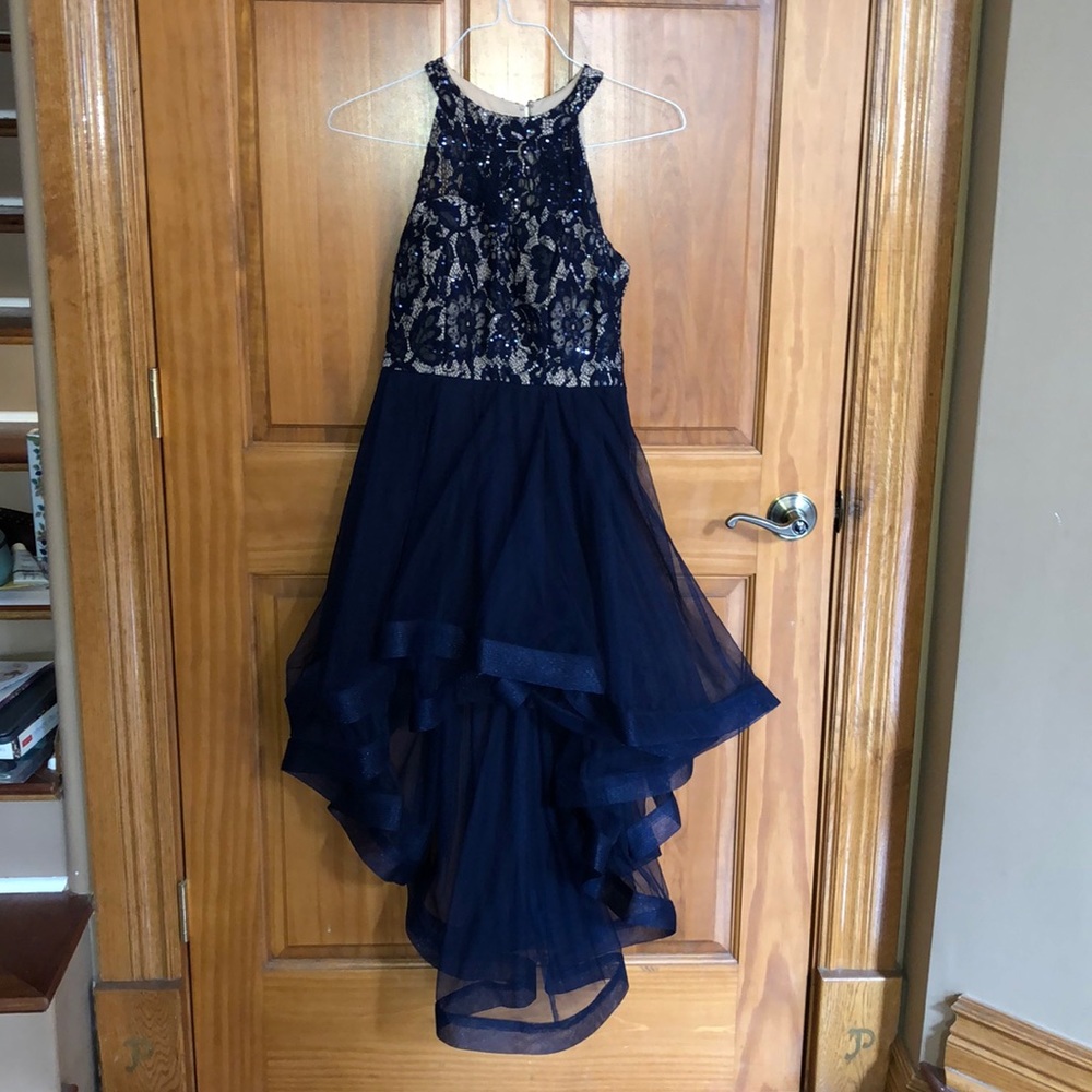 Homecoming dress : hi-low navy blue